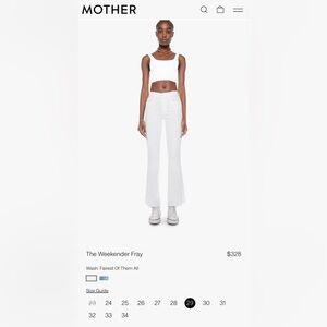 MOTHER made in USA the weekender Fray jeans white size 29